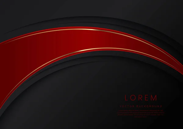 Abstract Luxury Red Curves Elegant Golden Border Black Background Space — стоковый вектор