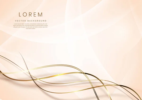 Abstract Template Curved Soft Gold Layered Background Gold Lines Sparking — стоковый вектор