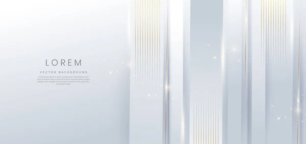 Fondo Blanco Gris Elegante Abstracto Con Decoración Vertical Línea Dorada — Vector de stock