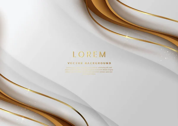 Abstract Template White Background Gold Lines Curved Wavy Sparking Copy —  Vetores de Stock