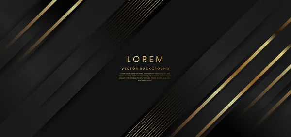 Abstract Black Background Diagonal Gold Lines Stripes Luxury Template Design — стоковый вектор