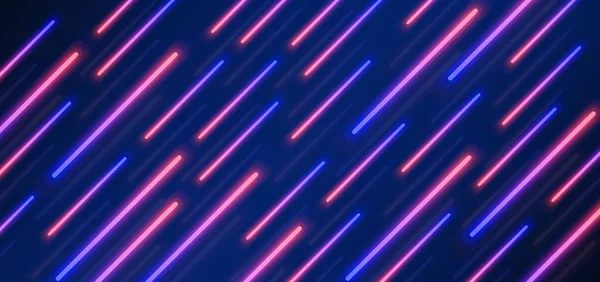 Abstract Futuristisch Blauw Rood Lampje Neon Lichteffect Diagonaal Donkerblauwe Achtergrond — Stockvector