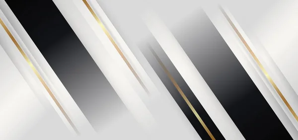 Abstract Elegante Modelo Geométrico Fundo Branco Preto Com Linhas Ouro — Vetor de Stock