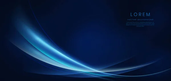 Abstrakte Technologie Futuristisch Leuchtend Blaue Geschwungene Linie Auf Dunkelblauem Hintergrund — Stockvektor
