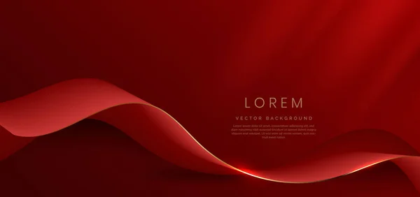 Abstract Gold Curved Red Ribbon Red Background Lighting Effect Sparkle — стоковый вектор
