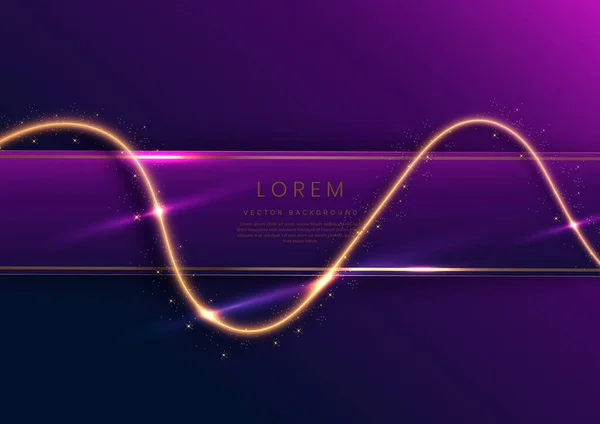 Golden Curve Lighting Golden Dark Blue Purple Background Lighting Effect — Stockvektor