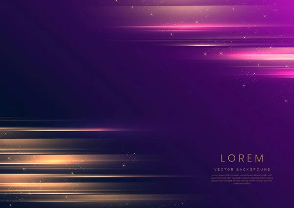 Abstract Elegant Gold Lines Horizontal Dark Blue Purple Background Lighting — 스톡 벡터