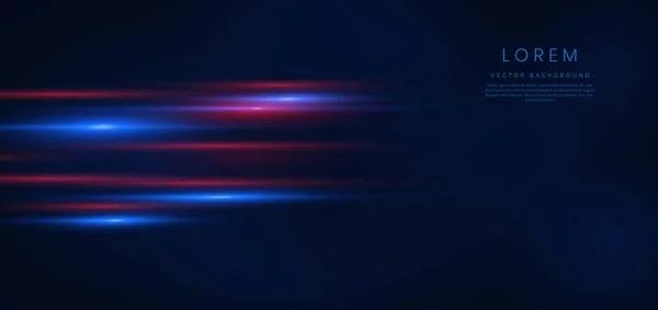Abstrakte Technologie Futuristisch Leuchtende Blaue Und Rote Lichtlinien Mit Geschwindigkeitsbewegungen — Stockvektor