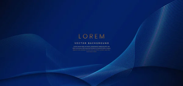 Abstracte Luxe Gouden Lijnen Gebogen Overlappende Donkerblauwe Achtergrond Model Premium — Stockvector