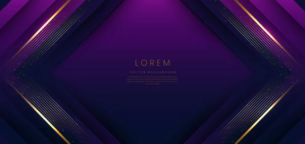 Template Triangles Purple Dark Blue Geometric Golden Line Layer Lighting — Image vectorielle