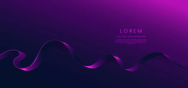 Abstract Curved Purple Dark Blue Ribbon Dark Background Lighting Effect — Διανυσματικό Αρχείο