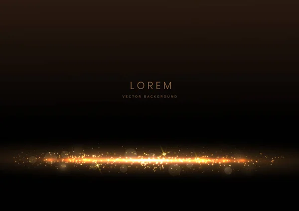 Abstract Luxury Golden Glitter Effect Glowing Black Background Lighting Effect — Vector de stock