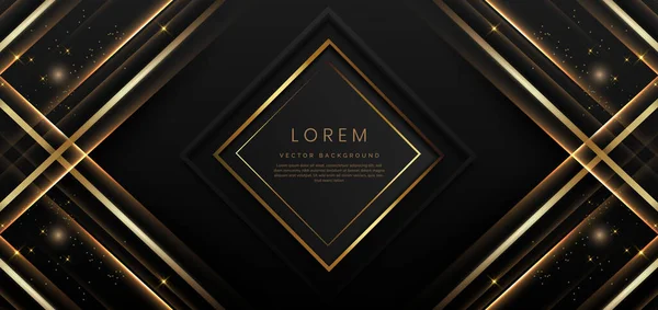 Abstract Elegant Gold Lines Diagonal Black Background Lighting Effect Luxury — Stock vektor