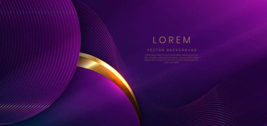 Abstract luxury curve glowing lines on dark blue and purple background. Template premium award design. Vector illustration