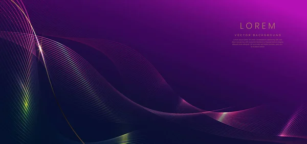 Abstract Luxury Golden Lines Curved Overlapping Dark Blue Purple Background — Stockvektor