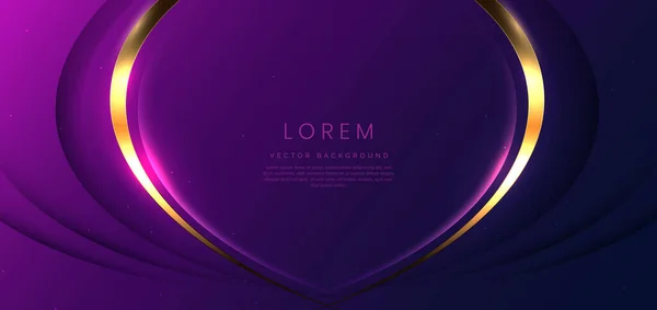 Abstract Gold Curved Ribbon Purple Dark Blue Background Lighting Effect — Vetor de Stock