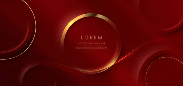 Gold Circle Frame Luxury Red Elegant Background Lighting Effect Sparkle — стоковый вектор