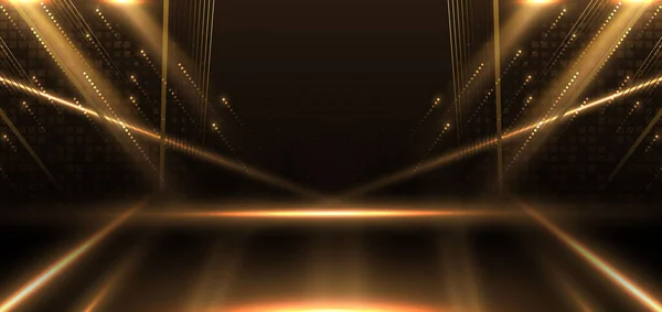 Abstract Elegant Gold Glowing Lighting Effect Sparkle Black Background Template — Stockvektor