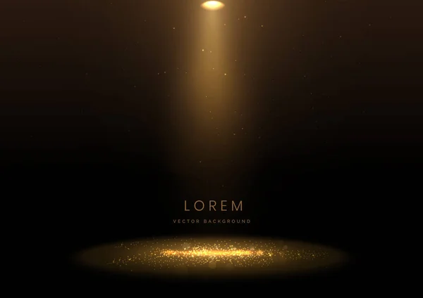 Elegant Golden Stage Glowing Lighting Effect Sparkle Black Background Template — Image vectorielle