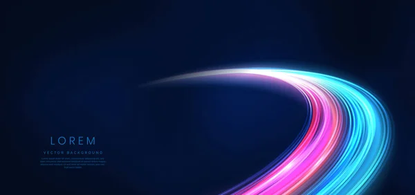 Abstract Technology Futuristic Glowing Blue Red Light Curved Lines Speed — 图库矢量图片