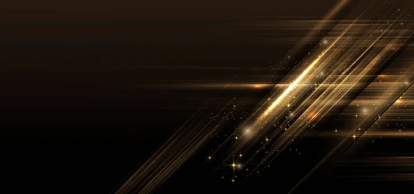 Abstrakte Luxus Goldenen Glitzereffekt Glühend Auf Schwarzem Hintergrund Mit Lichteffekt — Stockvektor