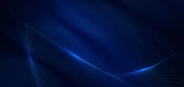 Abstract Luxury Glowing Lines Curved Overlapping Dark Blue Background Template — Stockvektor