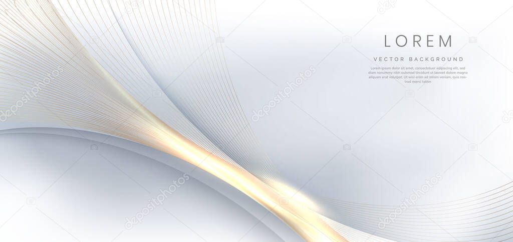 Abstract modern elegant gold line with lighting effect sparkle on grey background. Vector illustration