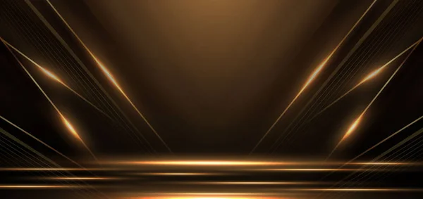 Elegant Golden Scene Diagonal Glowing Lighting Effect Sparkle Black Background — Stockvector