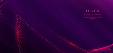 Soyut lüks eğri koyu mor arka planda parlayan çizgiler. Şablon premium ödül tasarımı. Vektör illüstrasyonu
