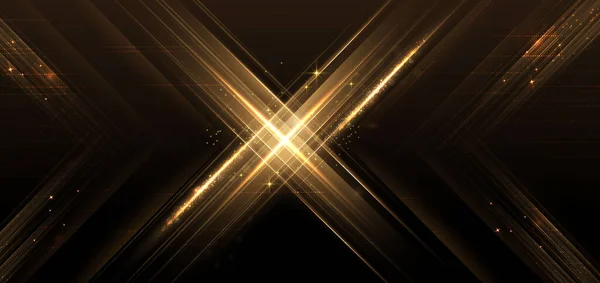 Abstract Luxury Golden Glitter Effect Glowing Black Background Lighting Effect —  Vetores de Stock