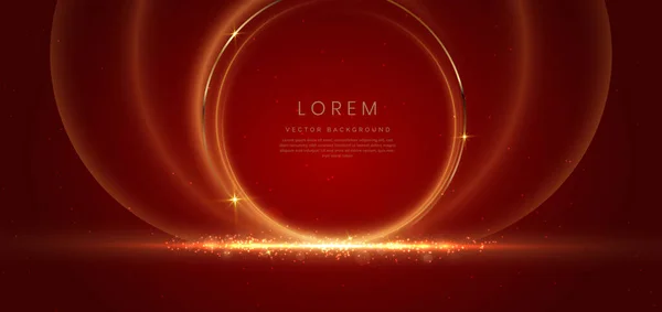 Gold Circle Frame Luxury Red Elegant Background Lighting Effect Sparkle — Archivo Imágenes Vectoriales