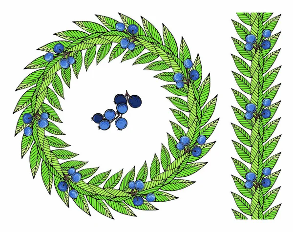 Decorative wreath of green leaves. Leaf frame. illustration. — ストック写真