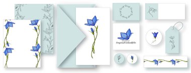 set of cards with a bright floral print. BLUE BELL FLOWERS