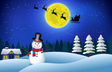 Gerçekçi kardan adam takımı ya da karlı arka planda Noel Baba şapkası olan sevimli kardan adam ya da tıbbi maske konsepti olan kardan adam. vektör içer