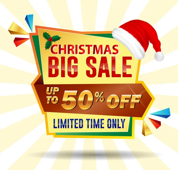 Set Realistic Christmas Big Sale Banner Origami Banner Template Special — Stock Vector