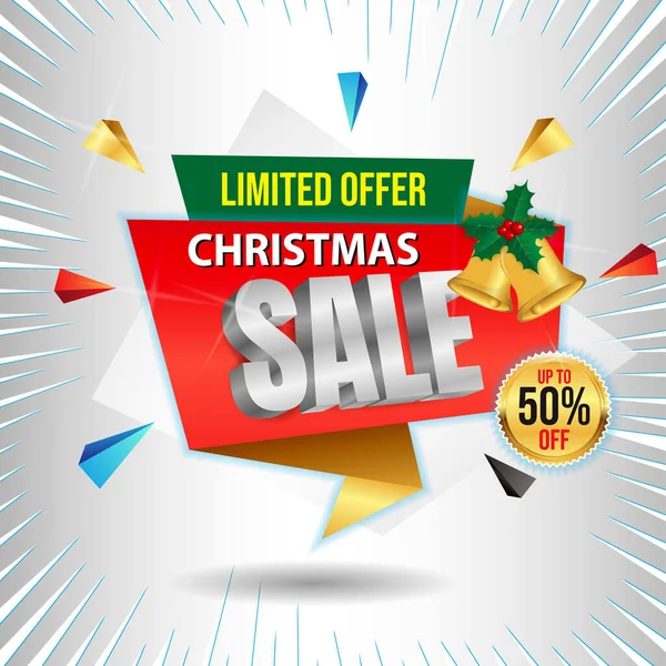 Set Realistic Christmas Big Sale Banner Origami Banner Template Special — Stock Vector