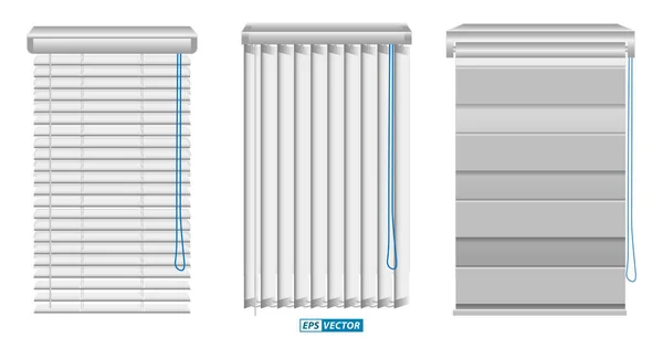 Set Realistic Vertical Blinds Template Isolated Vertical Blinds Windows Element — Stock Vector