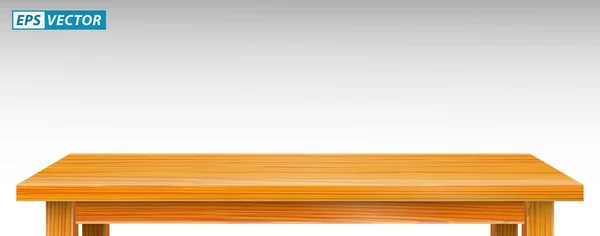 现实的松木台面孤立或棕色的木制台面或蒙太奇台面显示细节 Eps向量 — 图库矢量图片