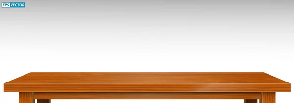 Realistický Borovicový Stůl Deska Izolované Nebo Hnědé Dřevěné Desky Stolu — Stockový vektor