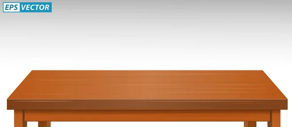 现实的松木台面孤立或棕色的木制台面或蒙太奇台面显示细节 Eps向量 — 图库矢量图片