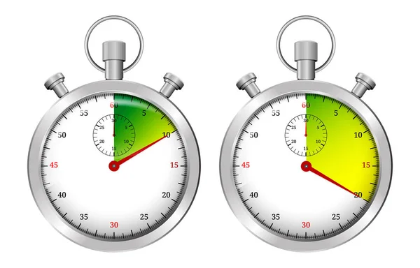 Gerçekçi Kronometre Yarışma Ekipmanı Ölçüsü Spor Kronometresi Gümüş Dur Git — Stok Vektör