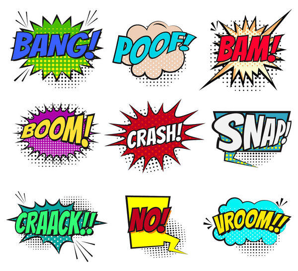 set of comic bubbles template or black white bubble speech with halftone shadows or vintage bubble speech pop art style. eps vector