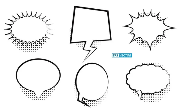 Set Comic Bubbles Template Black White Bubble Speech Halftone Shadows — Stock Vector