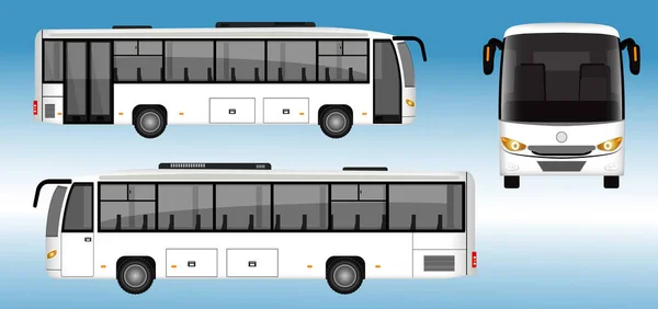 Ensemble Passagers Réalistes Bus Bus Voyage Vue Côté Vue Face — Image vectorielle