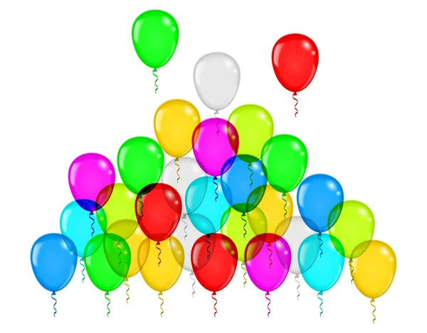 Set Realistic Flying Balloons Isolated Multicolored Helium Balloon Group Balloon — Stock Vector