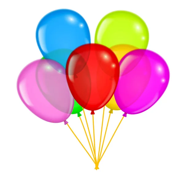 Set Realistic Love Flying Balloons Isolated Multicolored Helium Balloon Group — Vettoriale Stock