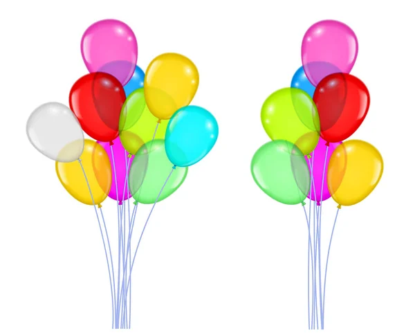 Set Realistic Flying Balloons Isolated Multicolored Helium Balloon Group Balloon —  Vetores de Stock