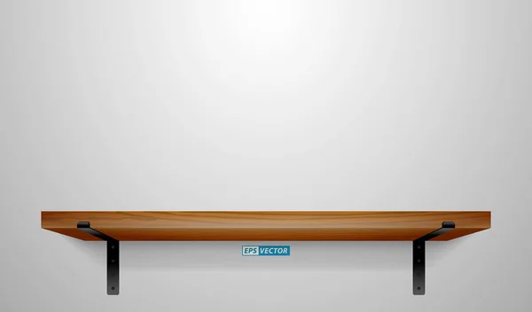 Set Realistic Wooden Wall Shelves Isolated Eps Vector — стоковый вектор