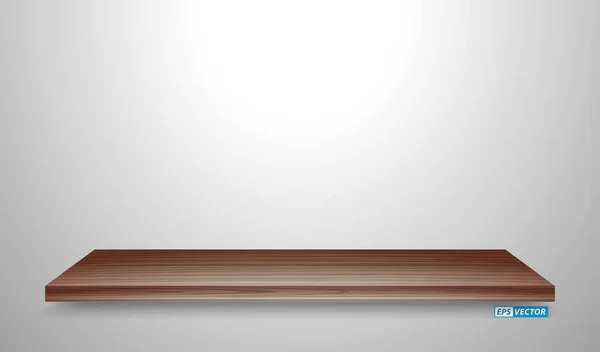 Set Realistic Wooden Wall Shelves Isolated Eps Vector — 스톡 벡터