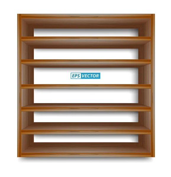 Set Realistic White Wooden Wall Shelves Isolated Eps Vector — ストックベクタ